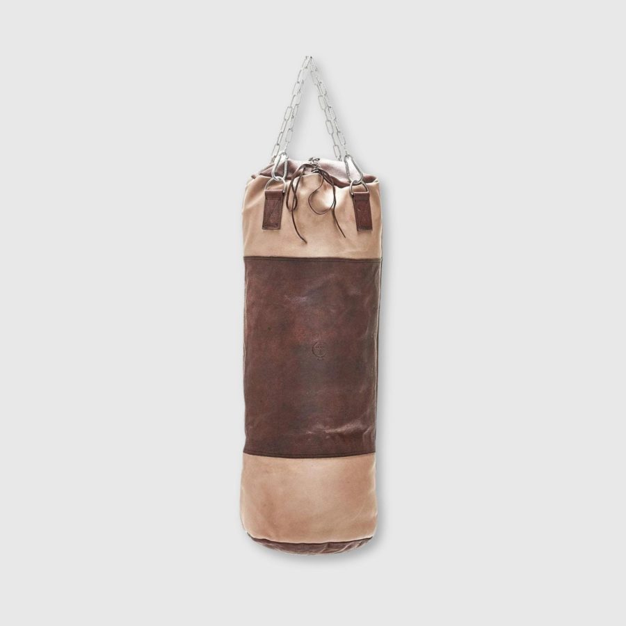 RETRO Cream / Brown Leather Heavy Punching Bag (un-filled)