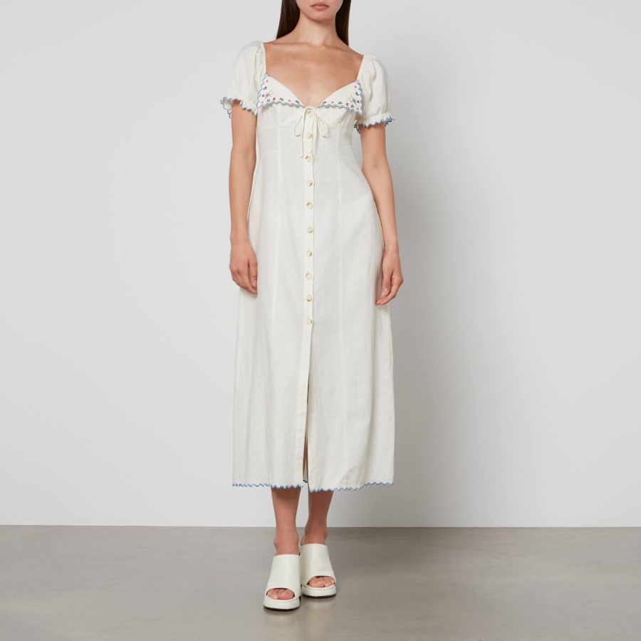 RIXO Briella Linen-Blend Dress - S/UK 10