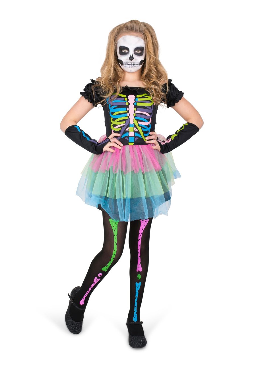 Rainbow Skeleton Girl's Costume