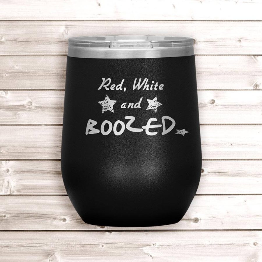 Red, White and Boozed Wine Tumbler