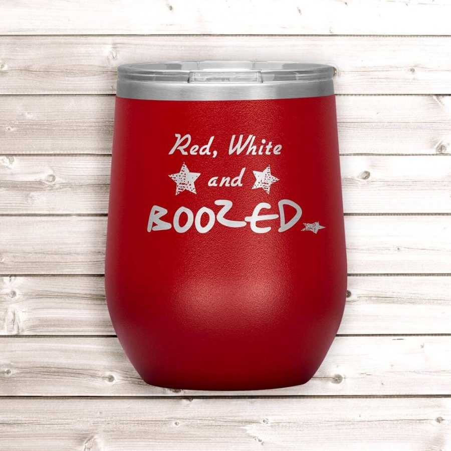 Red, White and Boozed Wine Tumbler