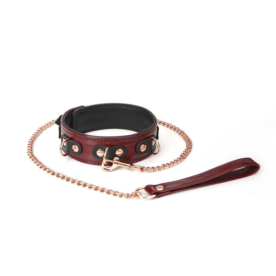 Red Wine Leather Collar and Lead