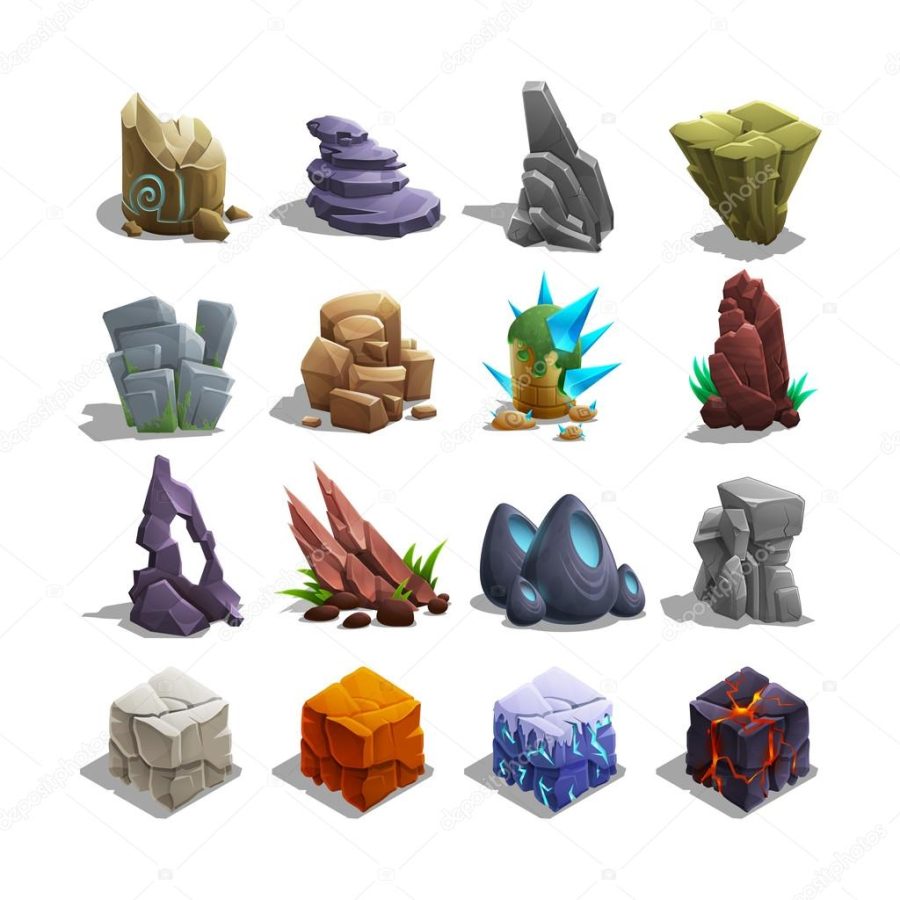 Set of cartoon stones