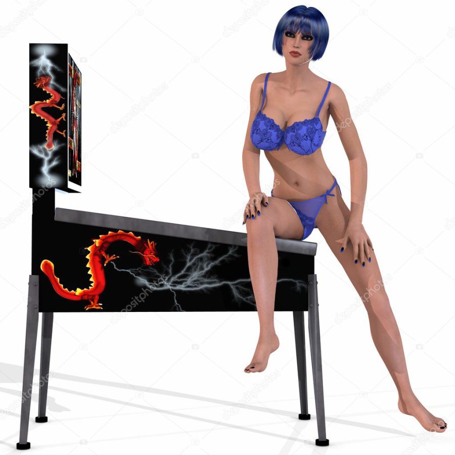 Sexy Woman posing on a Pinball