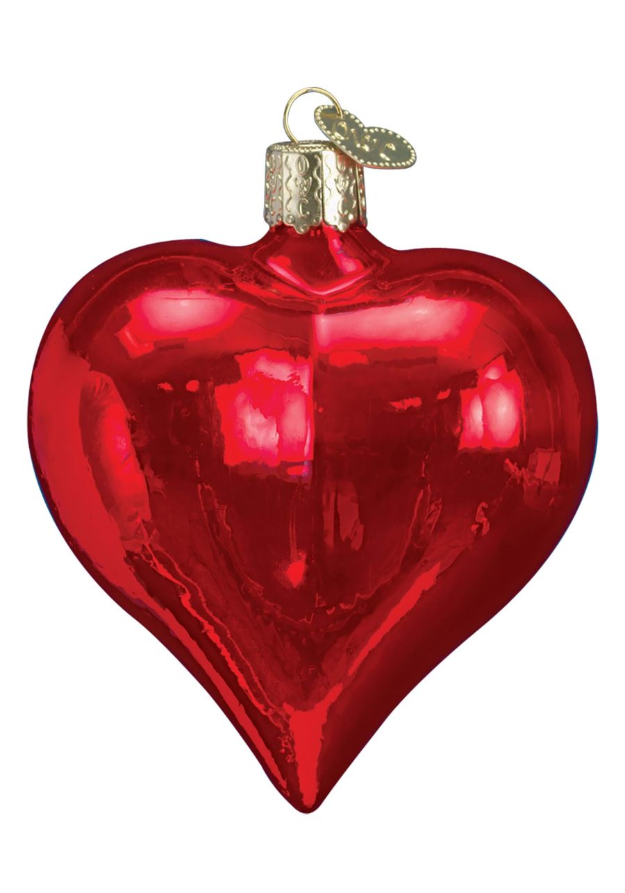 Shiny Red Heart Glass Blown Ornament