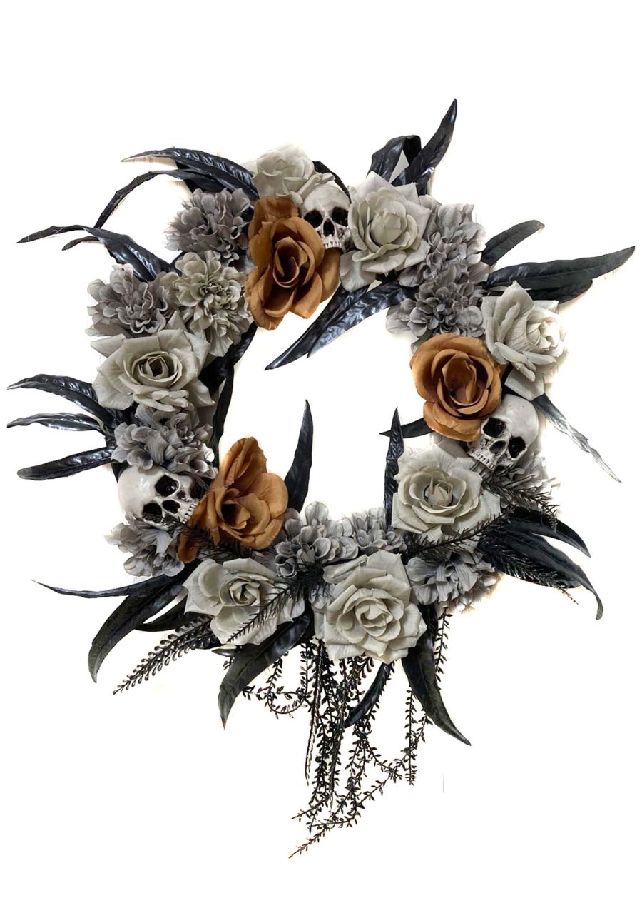 Skull & Flower Gothic Wreath Halloween Decoration