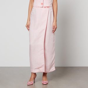 Sleeper Lili Marleen Gingham Linen-Blend Skirt - L