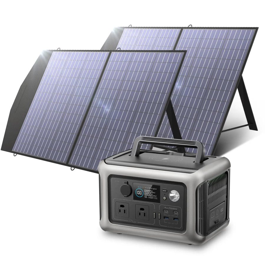 Solar Generator Kit 600W Portable Power Station 100W Solar Panel