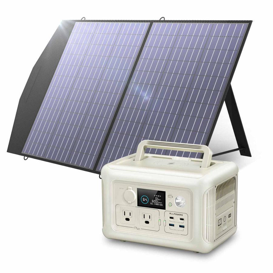 Solar Generator Kit 600W Portable Power Station 100W Solar Panel