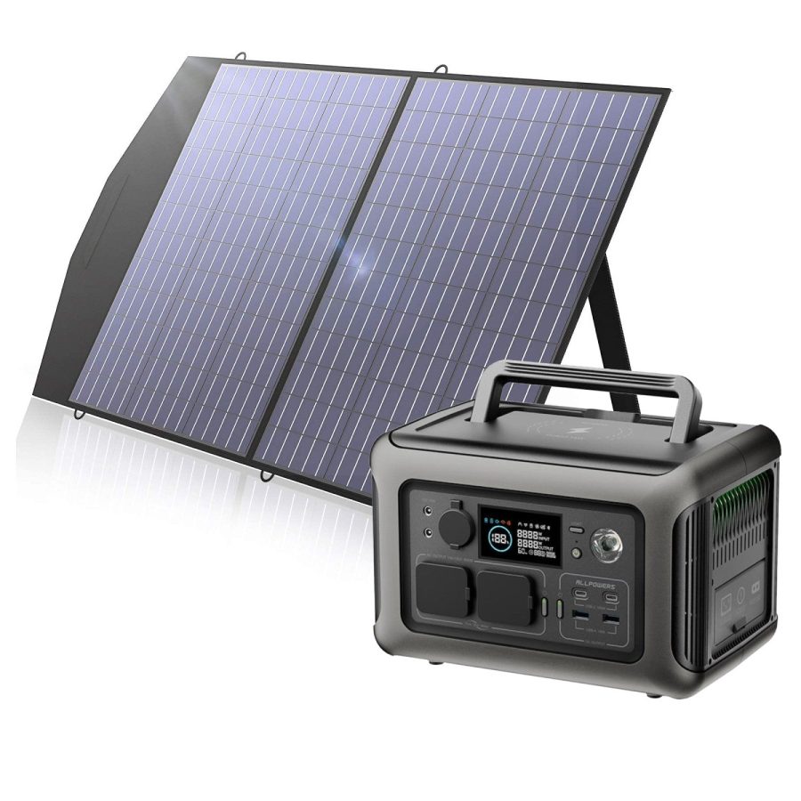 Solar Generator Kit 600W Portable Power Station 100W Solar Panel