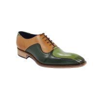 Three Tone Genuine Leather Derby Toe Handmade Lace Up Burnished Spectators Shoes