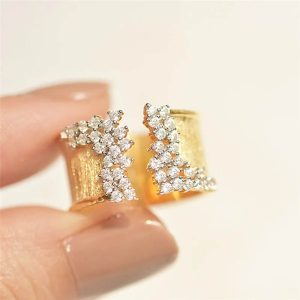 Torn Rhinestone Open Cuff Ring