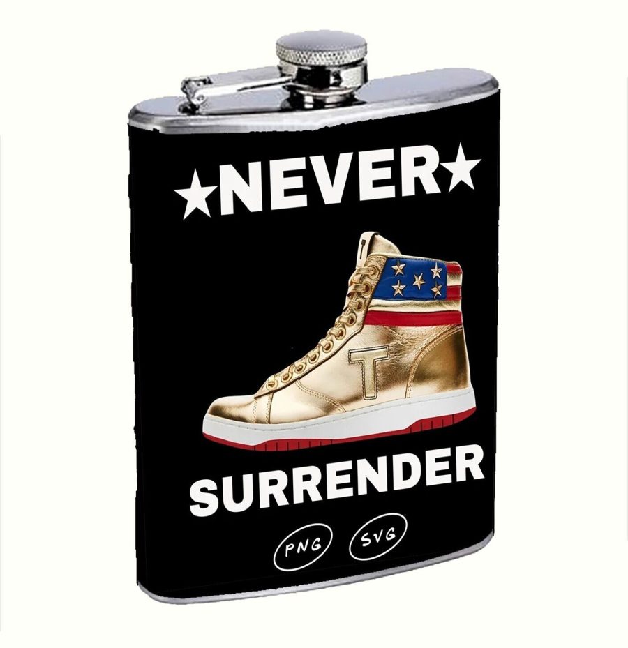 Trump Never Surrender Boot 8oz Stainless Steel Flask Drinking Whiskey Liquor