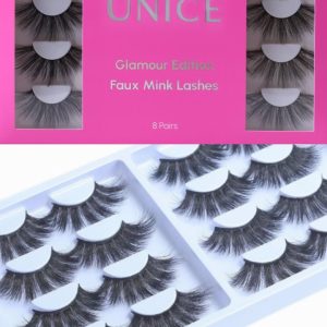 UNice 8 Pairs 3D False Eyelashes Cat Eye Sexy Look Soft Reusable