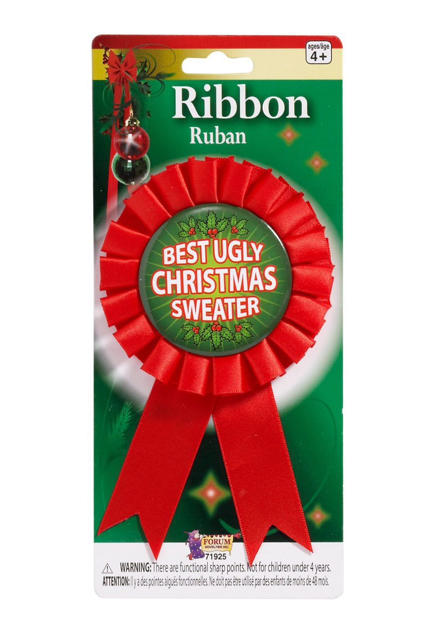 Ugliest Christmas Sweater Award Ribbon Accessory