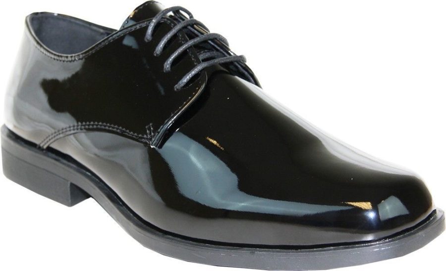 VANGELO Mens Tuxedo Shoe TUX-1 Wrinkle Free Dress Shoe Black Patent Medium Width