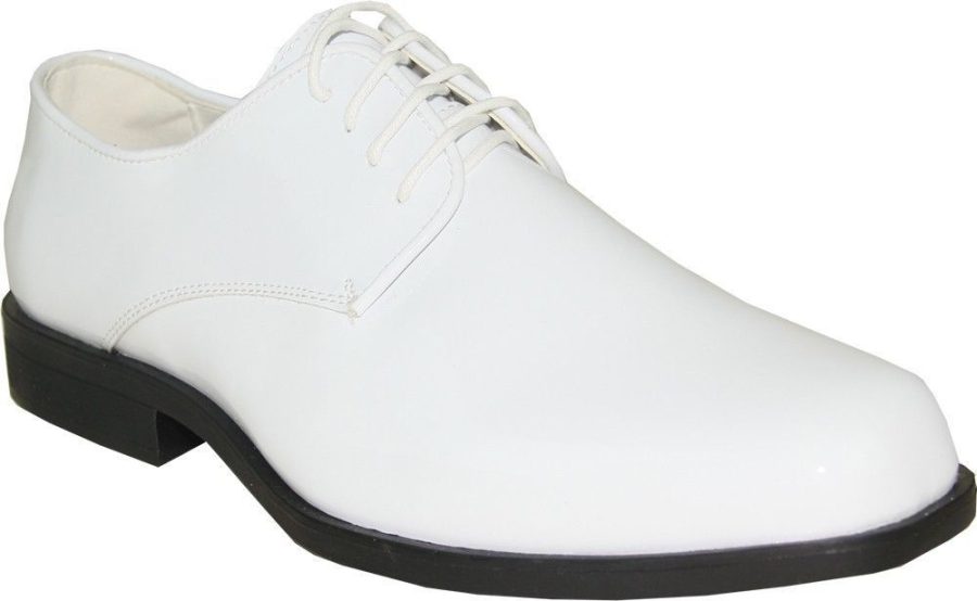VANGELO Mens Tuxedo Shoe TUX-1 Wrinkle Free Dress Shoe Medium Width White Patent
