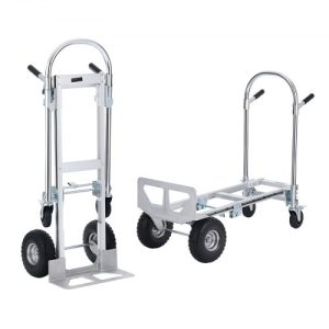 VEVOR Aluminum Folding Hand Truck, 2 in 1 Design 1000 lbs Capacity, Heavy Duty Industrial Collapsible cart, Dolly Cart with Rubber Wheels for Transport and Moving in Warehouse, Supermarket, Garden