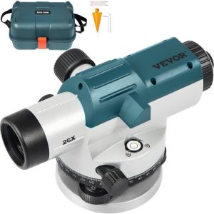 VEVOR Automatic Optical Level 26X Optical Auto Level Kit High Precision Height/Distance/Angle Level Measure Builders Level with Magnetic Dampened Compensator and Transport Lock, IP54 Waterproof