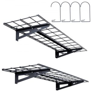 VEVOR Garage Storage Shelving, 2 Pack, 4 x 1 ft Heavy Duty Garage Shelves Wall Mounted, 400 lbs Load Capacity(Total) Garage Storage Rack Floating Shelves, Suitable for Shop, Shed, Garage Storage