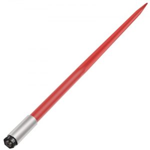 VEVOR Hay Spear 49" Bale Spear 4500 lbs Capacity, Bale Spike Quick Attach Square Hay Bale Spears 1 3/4" wide, Red Coated Bale Forks, Bale Hay Spike with Hex Nut & Sleeve for Buckets Tractors Loaders