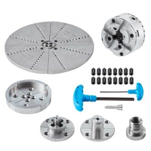 VEVOR KP965 Lathe Chuck, 4-Jaw 3.75" Diameter, Metal Lathe Chuck Turning Machine Accessories with 5 Sets of Jaws, Self-centering Tool, for Precision Machining, Grinding Machines, Milling Machines