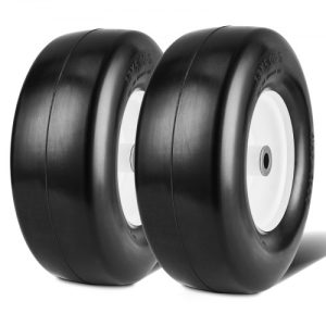 VEVOR Lawn Mower Tires with Rim, 13x5-6" Tubeless Tractor Tires, 2-Pack Tire and Wheel Assembly, Flat-free PU Tires, 3.25"-5.9" Centered Hub, 3/4" Bushing Size, 20 PCS Adapter for Lawn Mowers Tractors