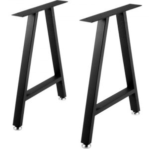 VEVOR Metal Table Legs 28 x 17.7 inch A-Shaped Desk Legs Set of 2 Heavy Duty Bench Legs w/Polyurethane Coating, Furniture Legs w/ Floor Protectors, Wrought Iron Coffee Table Legs for Home DIY Black