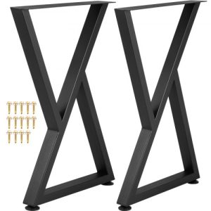 VEVOR Metal Table Legs, 28x18 inch Desk Legs, Set of 2, Heavy Duty Bench Legs, Z Shape Metal Furniture Legs, Wrought Iron Coffee Table Legs, Home DIY for Dining Table w/ Rubber Floor Protectors, Matte