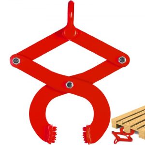 VEVOR Pallet Puller, 1T Steel Single Scissor Red Clamp with 2205 LBS Load Capacity Grabber, 4.3 Inch Jaw Opening and 0.5 Inch Jaw Height, Hook Pulling Hoisting Tool for Forklift Chain