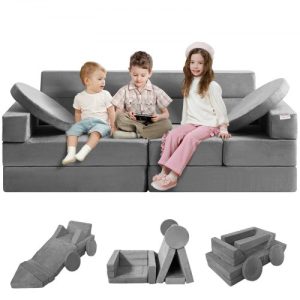 VEVOR Play Couch, Modular Kids Nugget Couch 15pcs, Toddler Foam Sofa Couch with High-density 25D Sponge for Playing, Creating, Sleeping, Imaginative Kids Furniture for Bedroom and Playroom