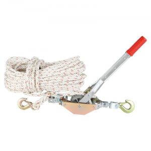 VEVOR Rope Puller, 3/4 Ton (1,653 lbs) Pulling Capacity, with 100' of 0.6" dia. Rope, 2 Hook, Come Along Winch, Heavy Duty Ratchet Power Puller Tool for Moving Boats, Securing Items, Transporting Logs