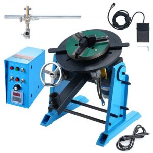 VEVOR Rotary Welding Positioner 30KG, 0-90° Welding Positioning Turntable Table 1-12RPM 80W, with 12.4 Inch 3-Jaw Lathe Chuck & Welding Torch Stand Holder for Cutting, Grinding, Assembly, Testing