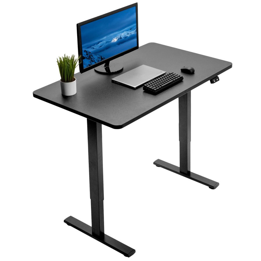 VIVO Electric 48" x 30" Stand Up Desk Workstation, Black Table Top, Black Frame