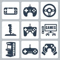Vector video games icons set