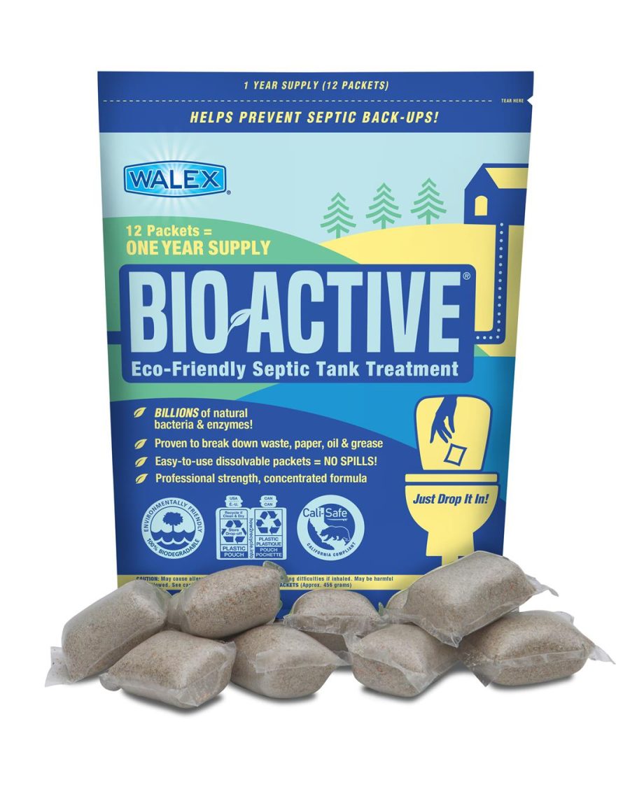 WALEX BIOSP1 Bio-Active PREMIUM Septic Tank Treatment - 1 Year Supply of Beneficial Bacteria/Enzymes - 12 Treatments - Rapid Dissolve Sachet - Commercial Strength