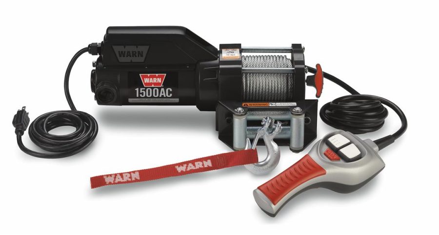 WARN 85330 Winch; 1500AC Series; Portable Utility Winch; Electric; 1500 Pound Line Pull Capacity; 43 Foot Wire Rope; Roller Fairlead; Wired Remote; Planetary Gear Drive