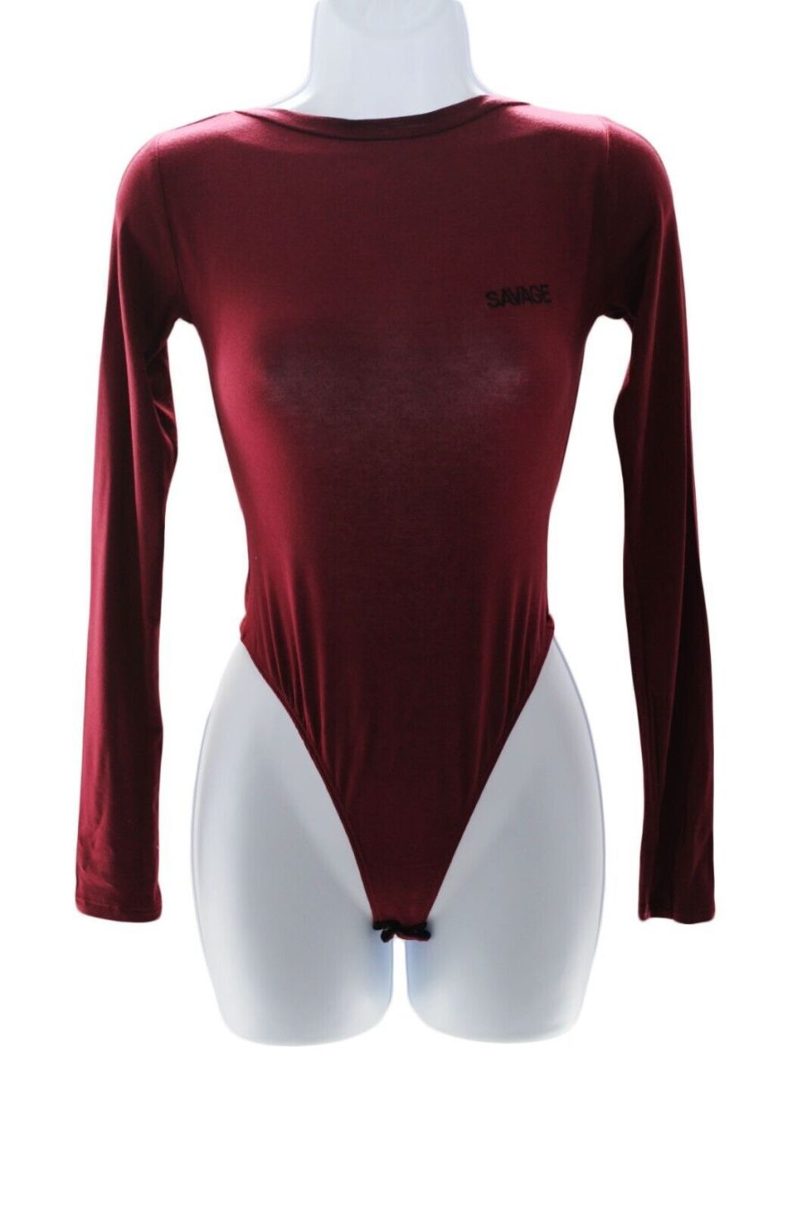 Wet Seal Bodysuit Junior Savage Open Back Burgundy Thong Size Small