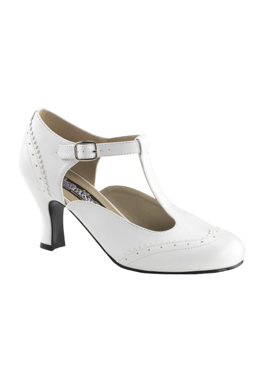 White Flapper Womens Costume Shoes
