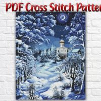 Winter Season Landscape Nature Christmas Counted PDF Cross Stitch Pattern DMC