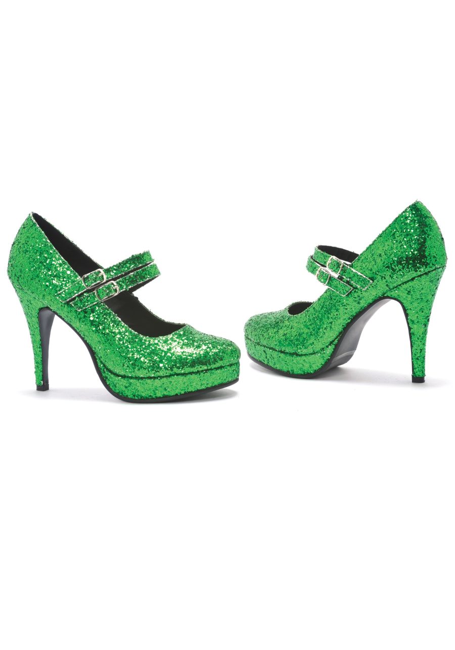 Women's Sparkling Green Glitter Costume Shoes