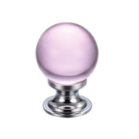 Zoo Hardware Fulton & Bray Pink Glass Ball Cupboard Knobs (25mm Or 30mm), Polished Chrome Base - FCH02CPP PINK & POLISHED CHROME - 25mm