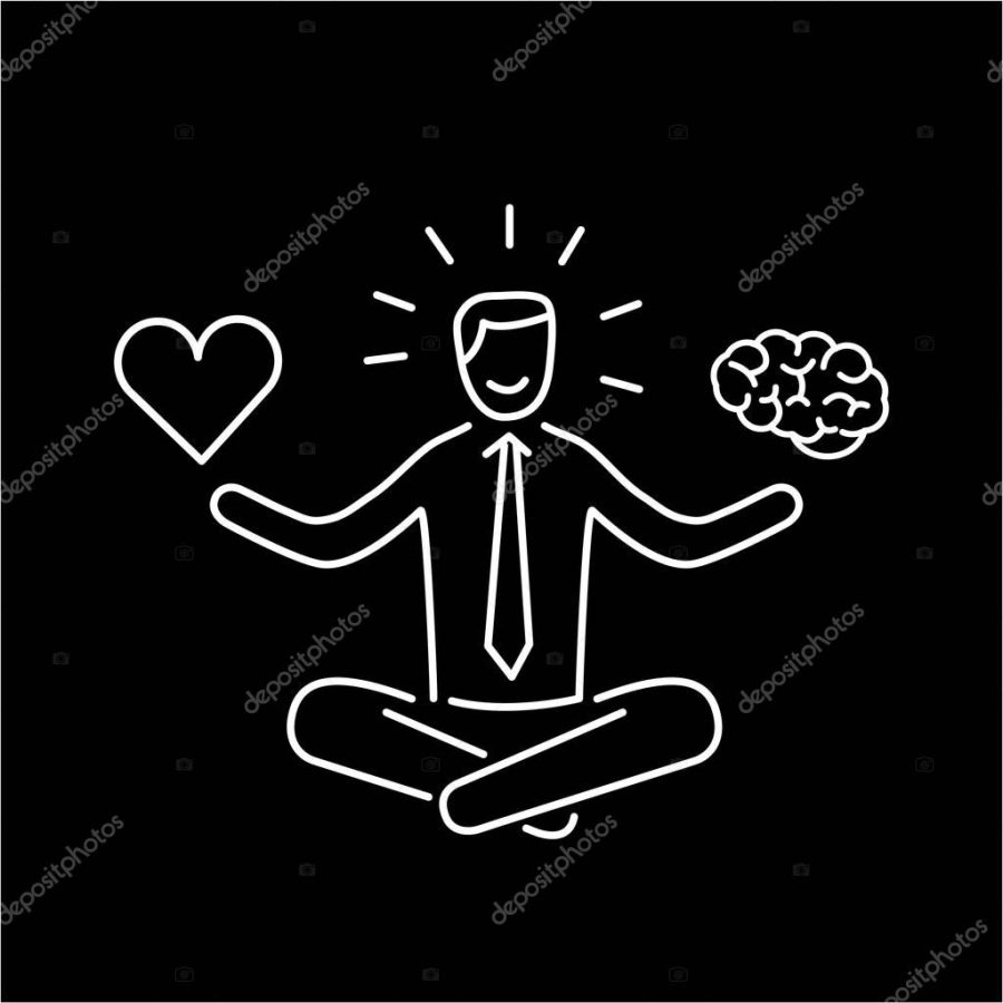 businessman balancing heart and brain