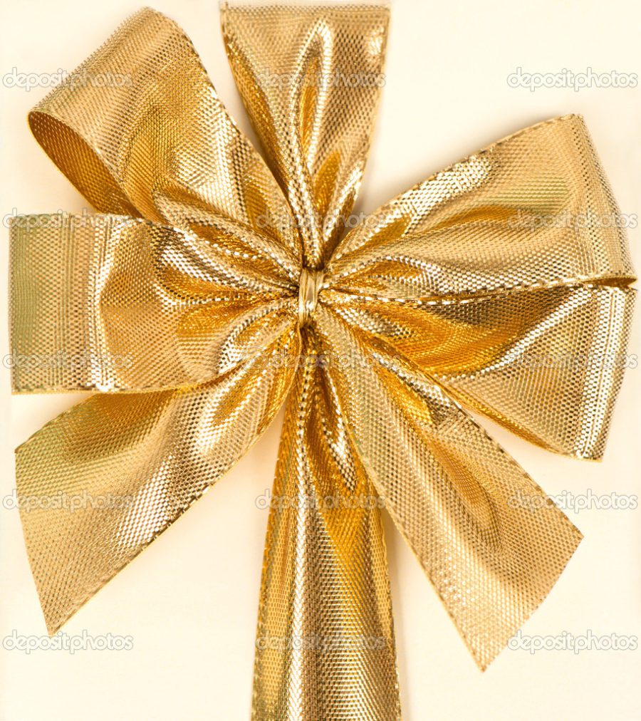 golden ribbon with bow