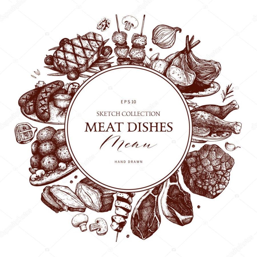 hand drawn meat frame