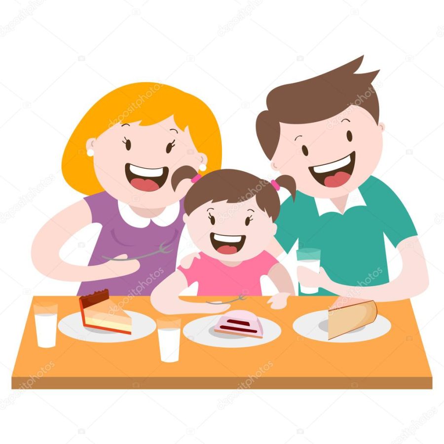 happy family , a family dinner , vector graphics