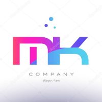 mk m k creative pink blue modern alphabet letter logo icon temp