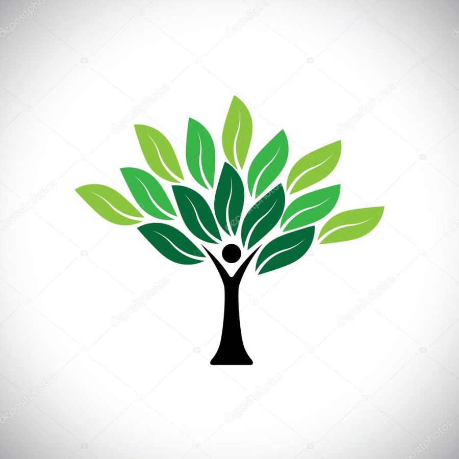 people tree icon with colorful leaves - eco concept vector