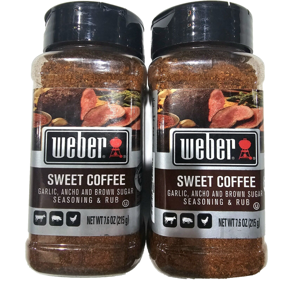 2 Pack Weber Sweet Coffee Garlic Ancho And Brown Sugar Seasoning Rub 7.6oz