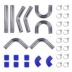 2.5 inch Intercooler Kit Universal Aluminum Pipe Piping Mandrel Bent Turbo Silicone